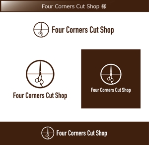 FISHERMAN (FISHERMAN)さんの新規　美容室　「Four Courners Cut Shop 」　のロゴ　への提案