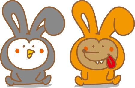 nougo (noguo3)さんのロゴの耳の素材を入れたペアの動物キャラクターの作成への提案