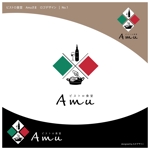 もかデザイン (mocat_design)さんの飲食店　「ビストロ食堂　Amu」の　ロゴへの提案
