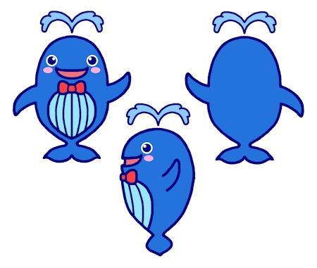 Megu01さんの事例 実績 提案 クジラの親子と悪役のキャラクターデザイン 三面図 お世話になります M クラウドソーシング ランサーズ
