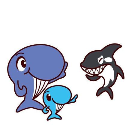 Marukeiさんの事例 実績 提案 クジラの親子と悪役のキャラクターデザイン 三面図 クジラ親子と悪役 クラウドソーシング ランサーズ