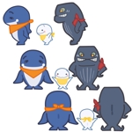 出汁汁 (dashijiru)さんのクジラの親子と悪役のキャラクターデザイン（三面図）への提案