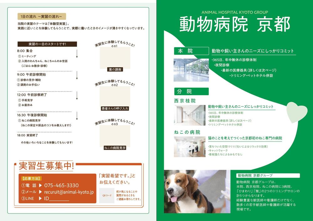 動物病院のリクルート資料作成のお手伝い