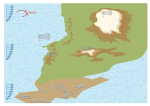 adachi (Ryuki5)さんの洋上，陸上(沿岸部，平野部，山間部)に風車が立地されているイメージ図への提案