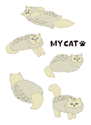 Leo Design Atelier (Tmk0817)さんの猫のイラスト５種類　キャラクターデザインへの提案