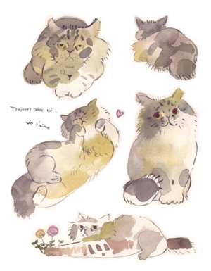 iPAINT (heboblust)さんの猫のイラスト５種類　キャラクターデザインへの提案