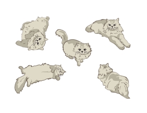 Sachi (hanaraseo)さんの猫のイラスト５種類　キャラクターデザインへの提案