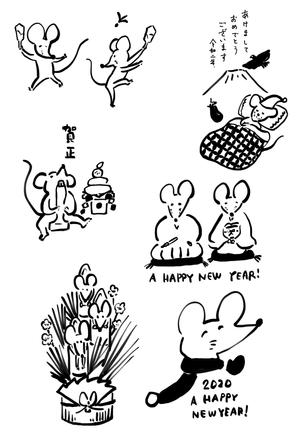 マリパレット (Marie-0141)さんの年賀状のデザイン　「ねずみ」のイラスト6種類ほど　昨年までのイメージサンプルあり♪への提案