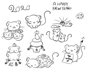 有枝ダフニア (arieda_dafunia)さんの年賀状のデザイン　「ねずみ」のイラスト6種類ほど　昨年までのイメージサンプルあり♪への提案