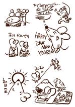 サタケシンイチロウ (sswagyu627)さんの年賀状のデザイン　「ねずみ」のイラスト6種類ほど　昨年までのイメージサンプルあり♪への提案