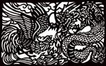 高橋商業美術製作所 (strangelove)さんの龍と鳳凰の切り絵デザインへの提案