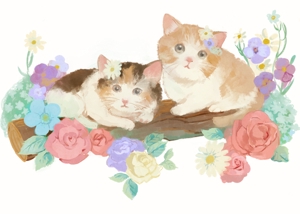 mugi (mg_toufu)さんの【商用利用】かわいい猫や薔薇柄のイラストへの提案