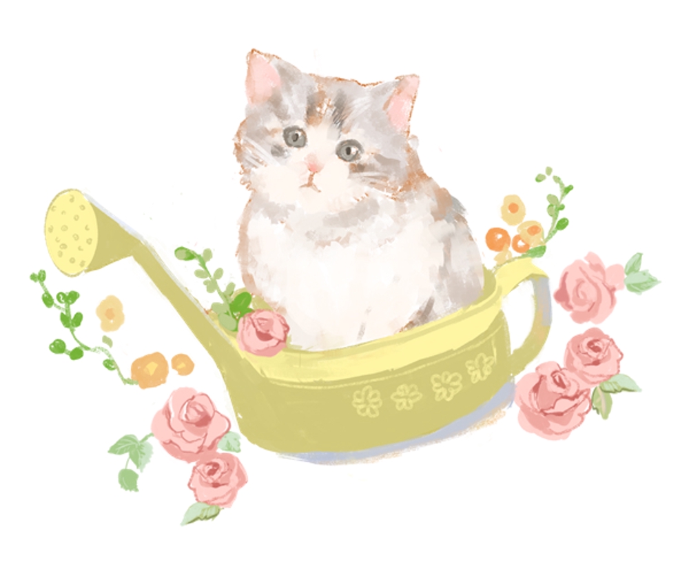 【商用利用】かわいい猫や薔薇柄のイラスト