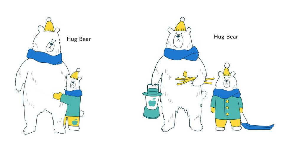 アウトドア企業「Hug Bear」のキャラターデザイン