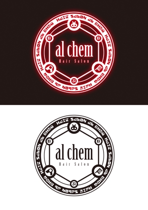 m-hosoda (miomiopom_1008)さんの店名「al chem」錬成陣のような美容室のロゴデザインしてくれる方募集！への提案