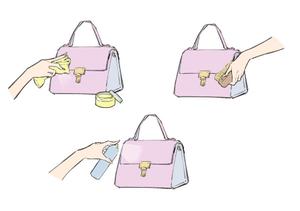 あんのう (annouu956)さんのバッグのお手入れ方法イラストへの提案