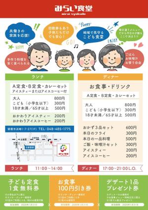 さんのみらい食堂（地域のための食堂）のチラシデザインへの提案