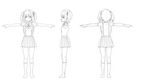 星影ワタル (sari0314)さんの【参考資料あり】女の子キャラの三面図イラスト作成依頼　※Blenderでの3Dモデリング向けへの提案