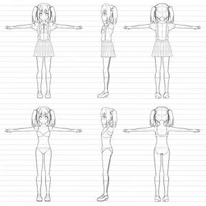 参考資料あり 女の子キャラの三面図イラスト作成依頼 Blenderでの3dモデリング向けの事例 実績 提案一覧 ランサーズ