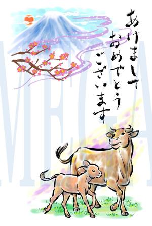 MEGA (MEGA)さんの年賀状のデザイン＜丑年＋富士山＞への提案