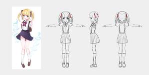 しろみ (D_iny)さんの【参考資料あり】女の子キャラの三面図イラスト作成依頼　※Blenderでの3Dモデリング向けへの提案