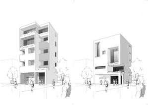有限会社マエジマパースオフィス (maejima-pers)さんの5階建て会社事務所の建築パースへの提案