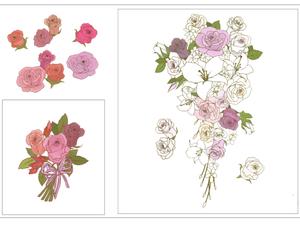 そろそろ (mmmkarasawa)さんの転写紙の花束の絵柄に色を塗って下さい。への提案