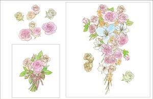 袋鵜の豆本屋　こうづあきら (akira_koudzu_torikawa)さんの転写紙の花束の絵柄に色を塗って下さい。への提案