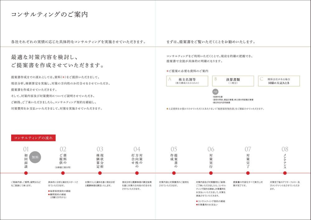 『コンサルティングのご案内』の冊子のデザイン