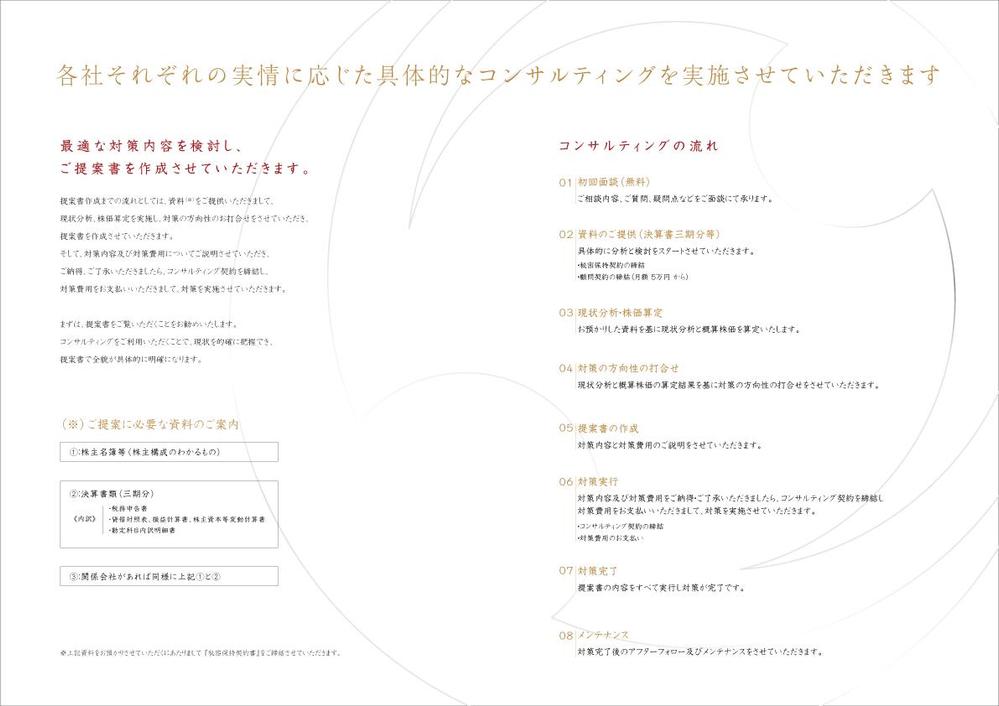 『コンサルティングのご案内』の冊子のデザイン