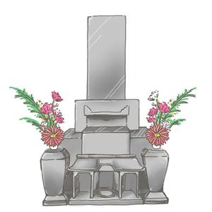 YUYU (rimsa)さんの《採用されたら次回10万〜の発注有り》お墓の営業冊子のカバー用「お花が供えてある墓石」のイラストへの提案