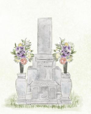 スエ (yuki_suetsugu)さんの《採用されたら次回10万〜の発注有り》お墓の営業冊子のカバー用「お花が供えてある墓石」のイラストへの提案