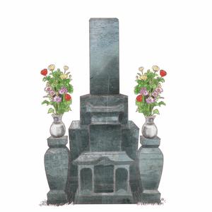 hakka (hakka)さんの《採用されたら次回10万〜の発注有り》お墓の営業冊子のカバー用「お花が供えてある墓石」のイラストへの提案
