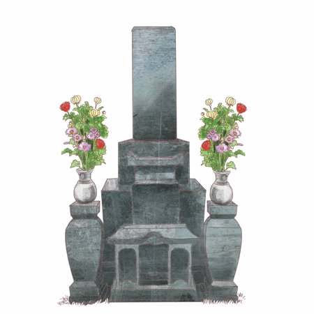 hakka (hakka)さんの《採用されたら次回10万〜の発注有り》お墓の営業冊子のカバー用「お花が供えてある墓石」のイラストへの提案