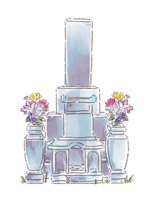 JF_design ()さんの《採用されたら次回10万〜の発注有り》お墓の営業冊子のカバー用「お花が供えてある墓石」のイラストへの提案
