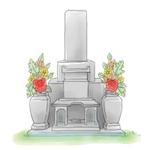 リサ智子 (nia28)さんの《採用されたら次回10万〜の発注有り》お墓の営業冊子のカバー用「お花が供えてある墓石」のイラストへの提案