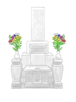 P.inc (yuri_pei)さんの《採用されたら次回10万〜の発注有り》お墓の営業冊子のカバー用「お花が供えてある墓石」のイラストへの提案