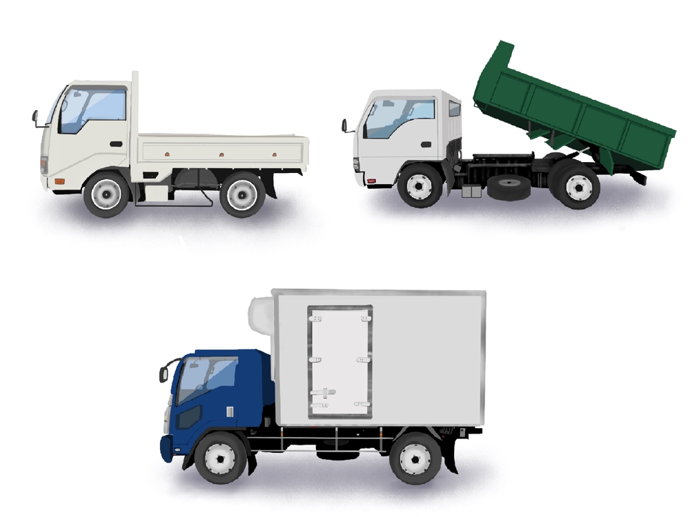 自動車（トラック）の形状別イラスト