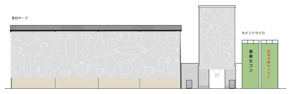 生コンクリート製造プラントの大きな壁面(50Mサイズ)のデザイン