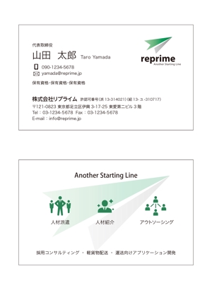 masunaga_net (masunaga_net)さんの人材派遣会社「リプライム」の名刺デザインへの提案
