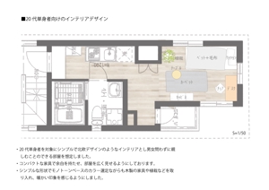 Kazuki Matsushita (MatsuKazu)さんの内装デザイン　ワンルームアパートのインテリアデザインの仕事への提案