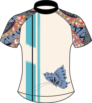のんたん (nontan)さんの自転車ジャージの和風デザイン（ベース）　花柄や扇　鶴などへの提案