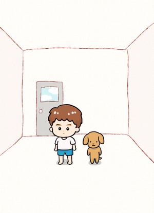 275_design (275_design)さんのゆるい男性と犬のイラストへの提案