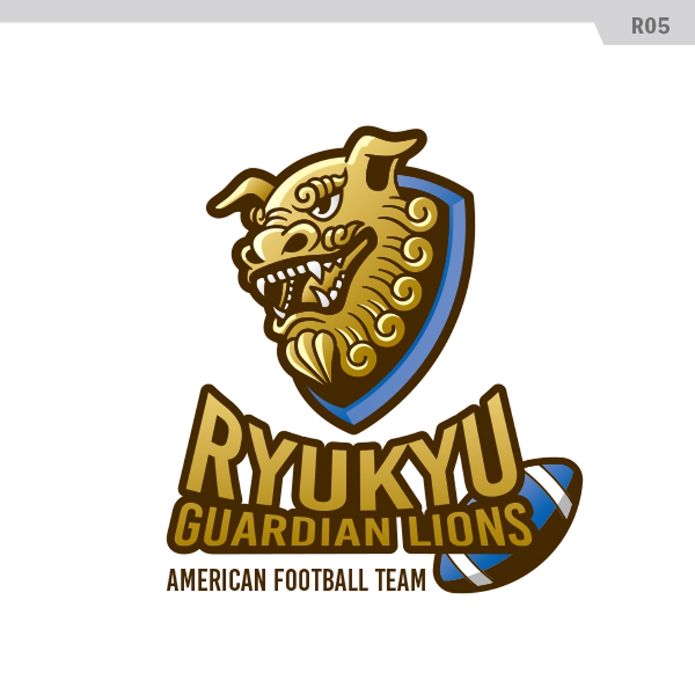 社会人アメフトチームRyukyu Guardian Lions（シーサー）のロゴ