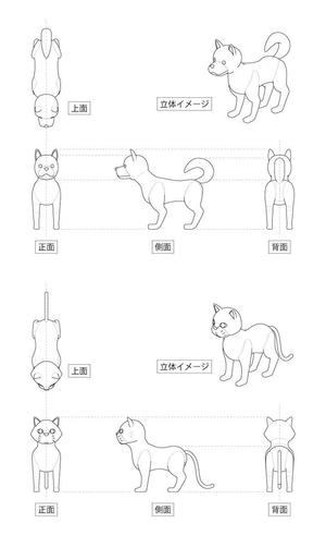 清水洋一 (aimworks)さんの動物のイラスト3面図×５種類への提案