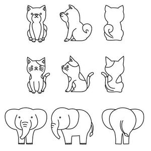 marukei (marukei)さんの動物のイラスト3面図×５種類への提案