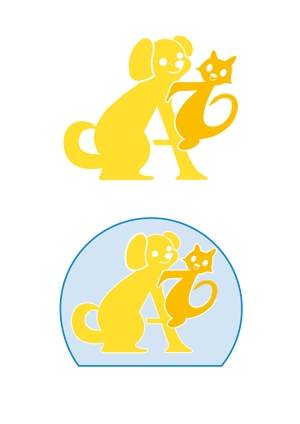 もっちー (mm-d)さんの動物病院　Azをメインに犬と猫のシルエットを組み合わせたロゴへの提案