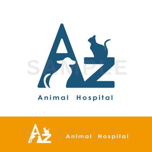 nora-mie ()さんの動物病院　Azをメインに犬と猫のシルエットを組み合わせたロゴへの提案