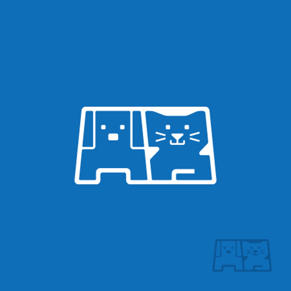 動物病院　Azをメインに犬と猫のシルエットを組み合わせたロゴ