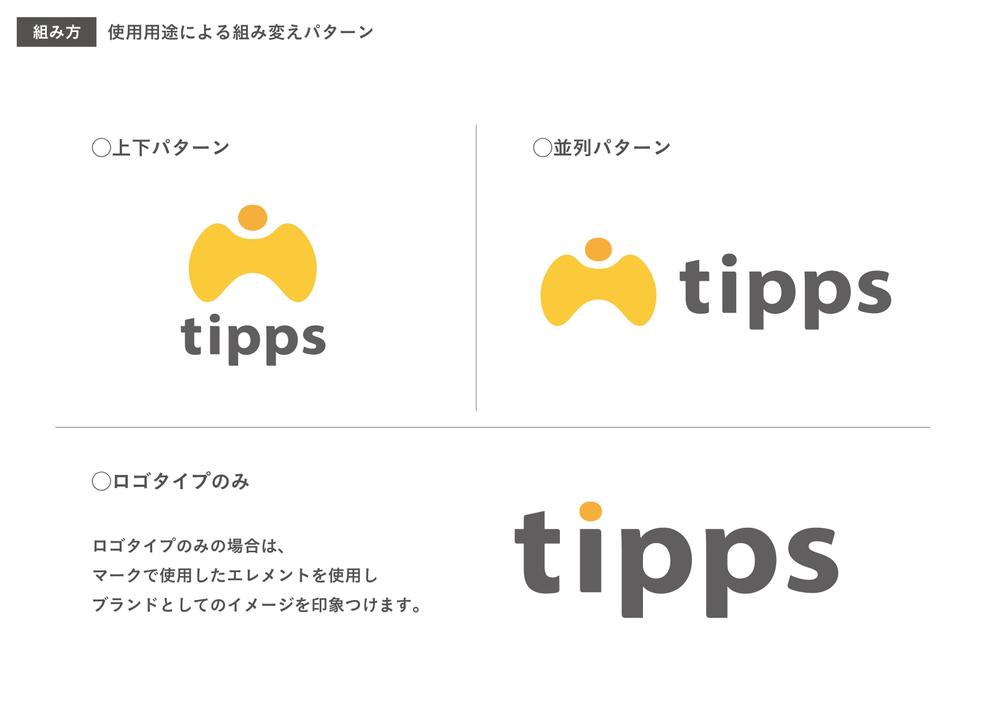 ◉神戸拠点│健康産業の会社│社名変更│社名「tipps」（ティップス）のロゴ作成